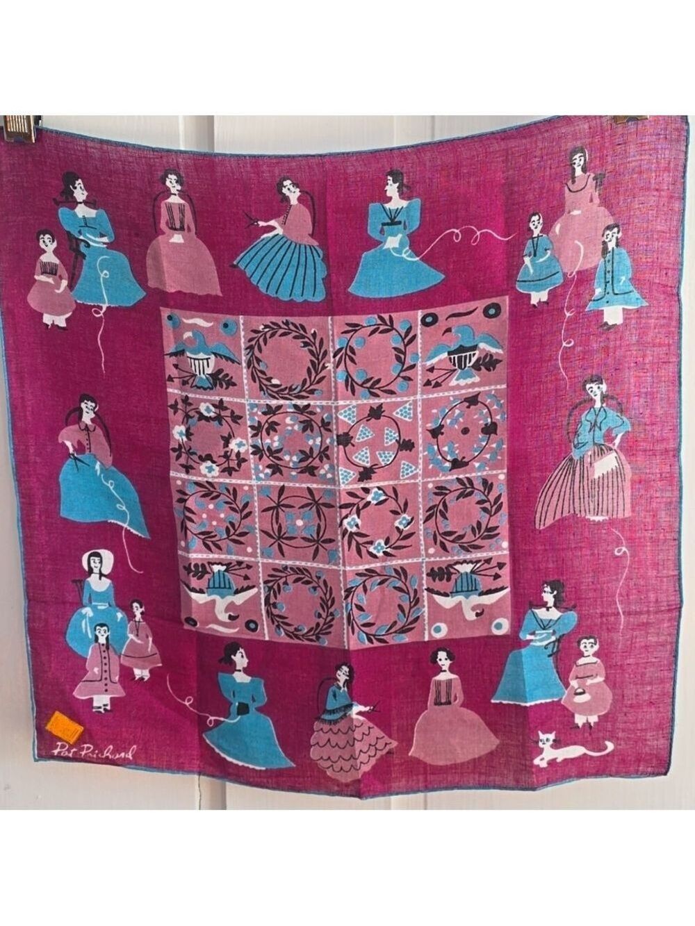 Pat Pritchard by Kimball Vintage Ladies Sewing  Collectible Rare Handkerchief